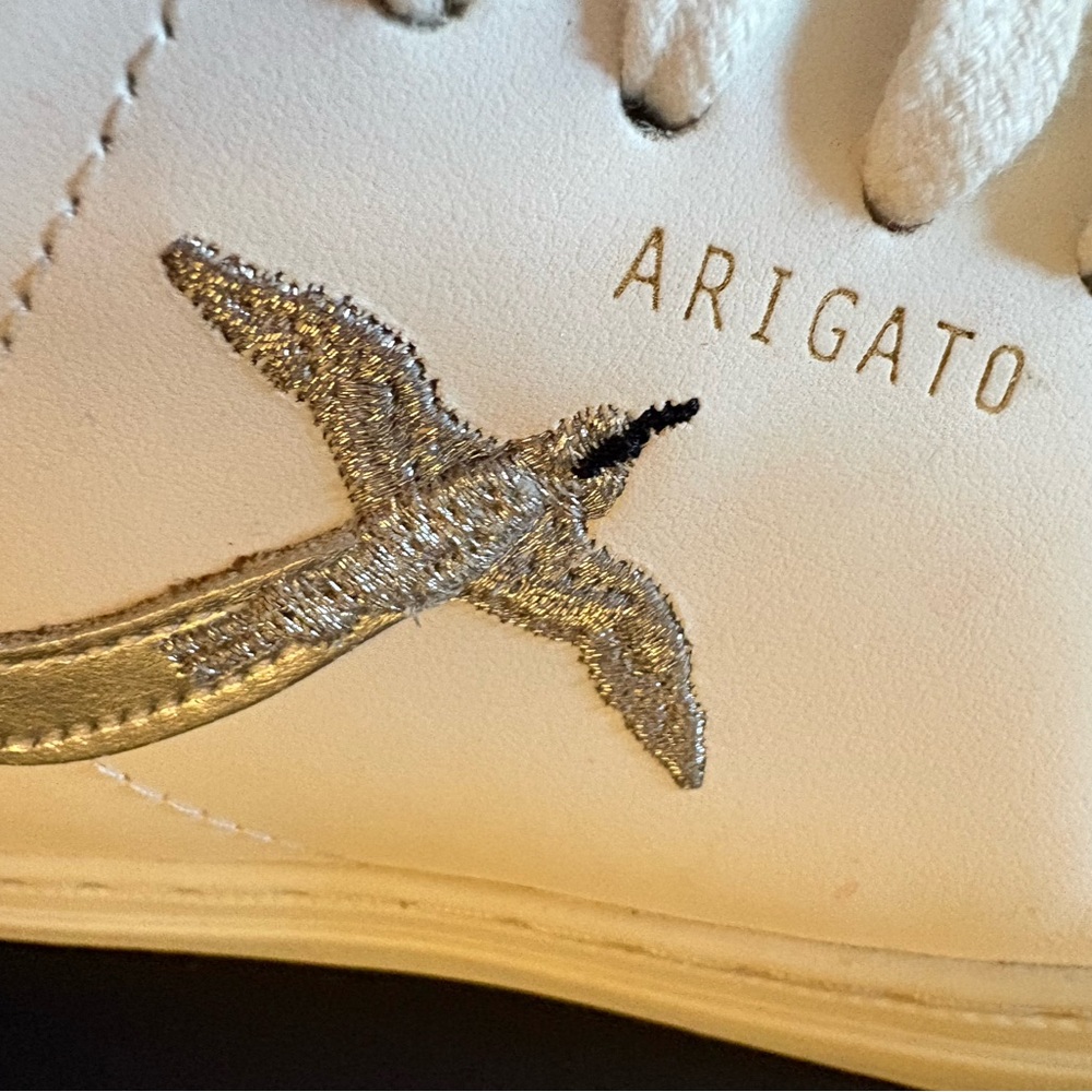 Axel Arigato Clean 90 Bee Bird White Silver Leather Sneakers Womens 6.5 EU 37 - Picture 3 of 7